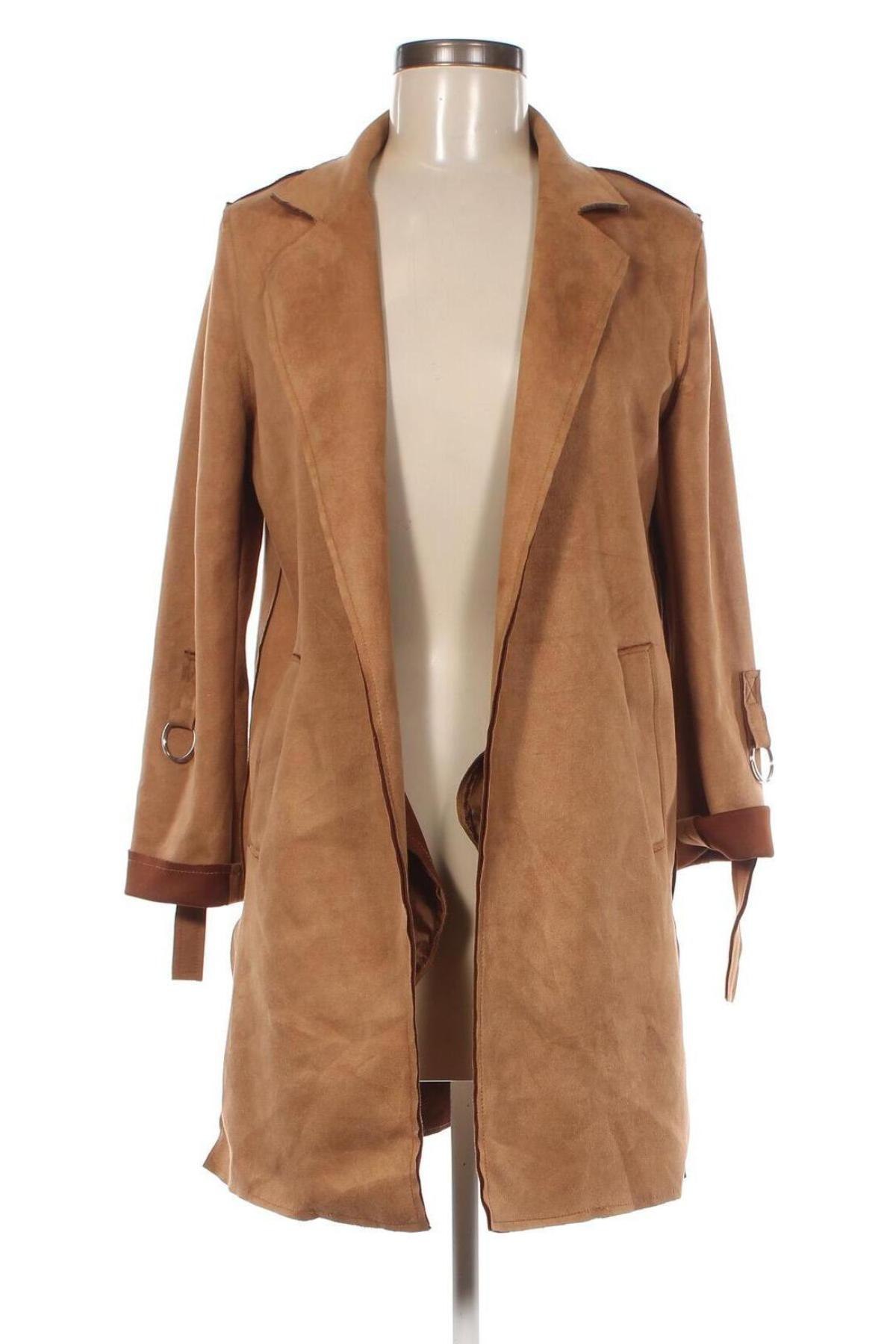 Damenmantel Bershka, Größe XS, Farbe Beige, Preis € 17,99