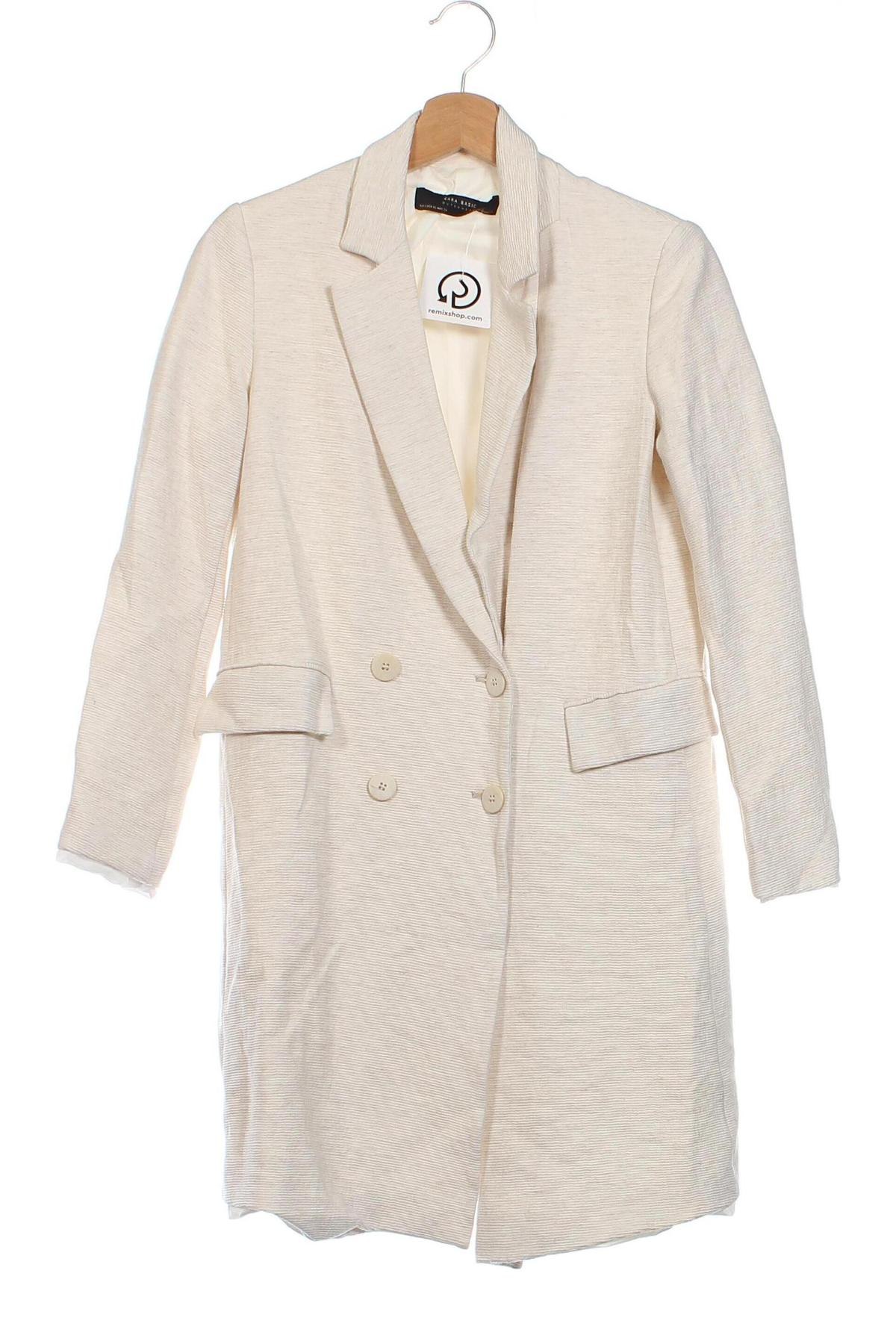 Дамско палто Zara, Размер XS, Цвят Бежов, Цена 35,63 лв.