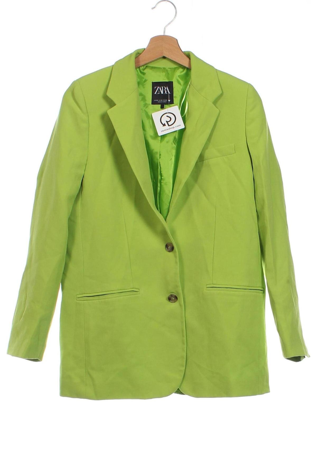 Дамско сако Zara, Размер XS, Цвят Зелен, Цена 48,00 лв.