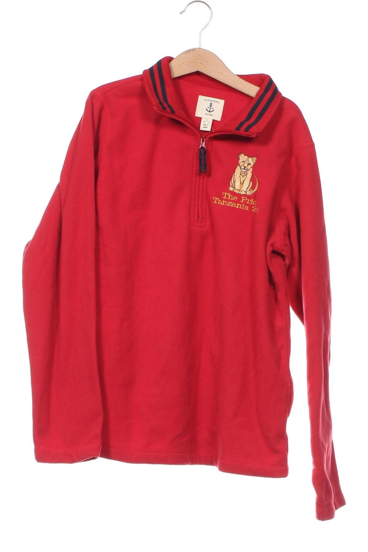 Dziecięca bluzka z polaru Land's End, Rozmiar 11-12y/ 152-158 cm, Kolor Czerwony, Cena 27,83 zł