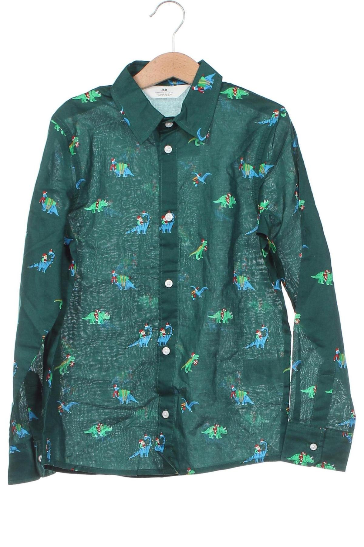 Детска риза H&M, Размер 8-9y/ 134-140 см, Цвят Зелен, Цена 6,84 лв.
