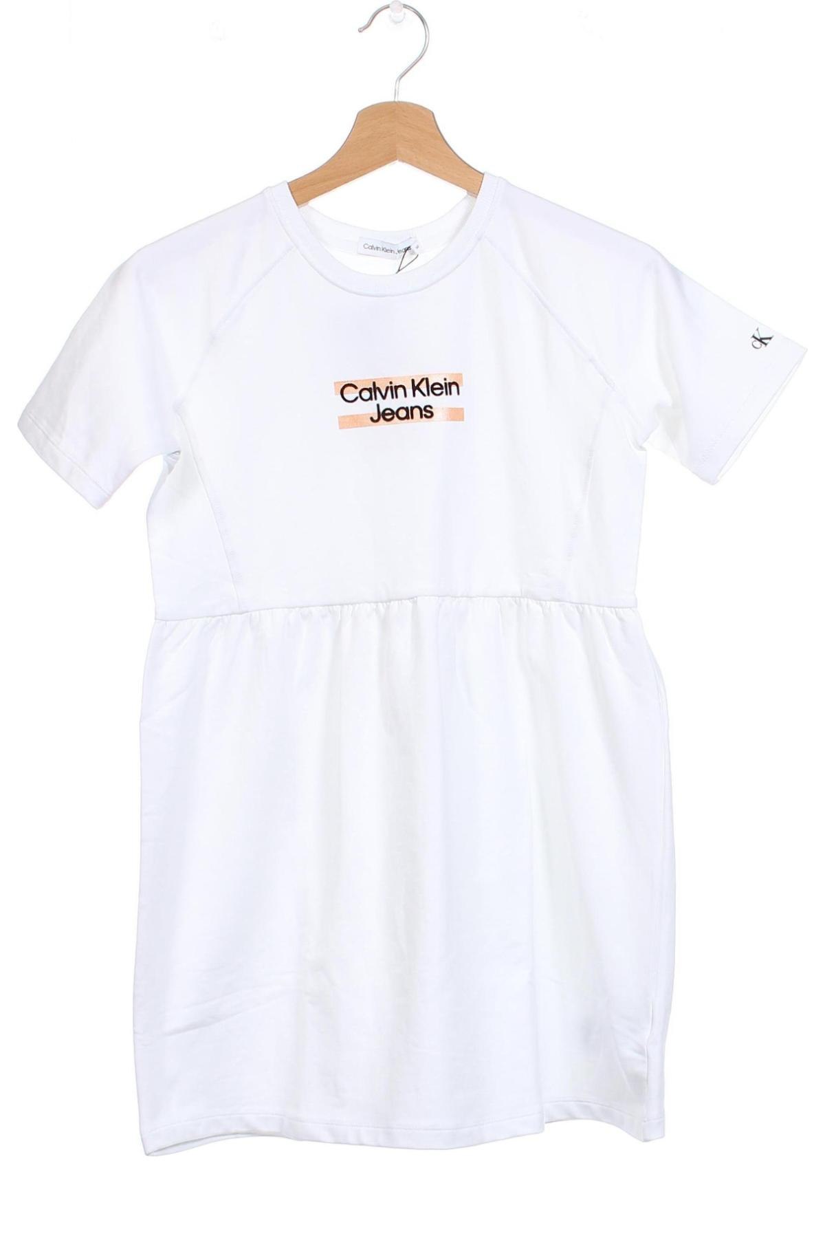 Παιδικό φόρεμα Calvin Klein Jeans, Μέγεθος 9-10y/ 140-146 εκ., Χρώμα Λευκό, Τιμή 43,22 €