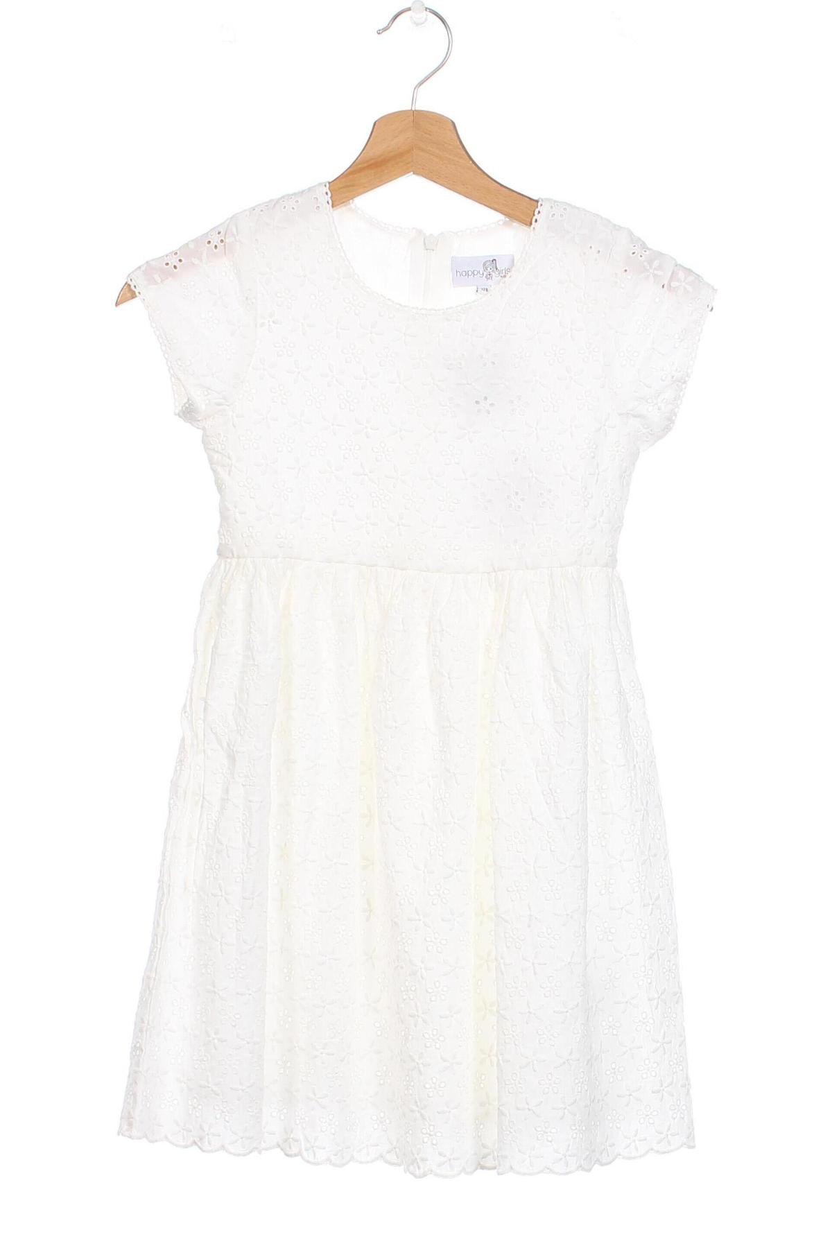 Dziecięca sukienka Happy Girls By Eisend, Rozmiar 6-7y/ 122-128 cm, Kolor Biały, Cena 123,36 zł