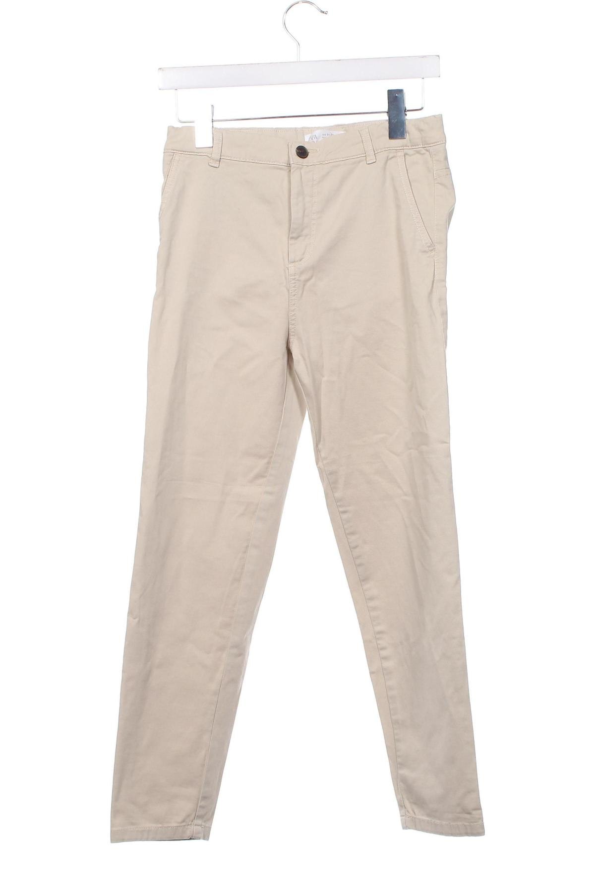 Pantaloni pentru copii Zara, Mărime 11-12y/ 152-158 cm, Culoare Bej, Preț 19,28 Lei