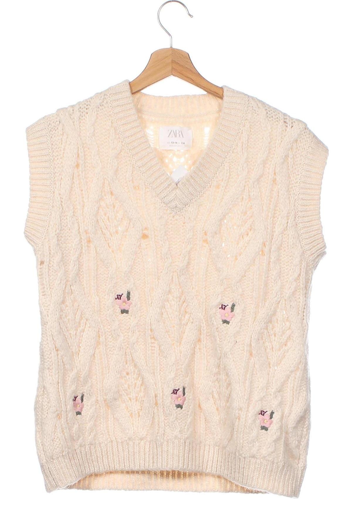 Детски пуловер Zara, Размер 13-14y/ 164-168 см, Цвят Екрю, Цена 9,16 лв.