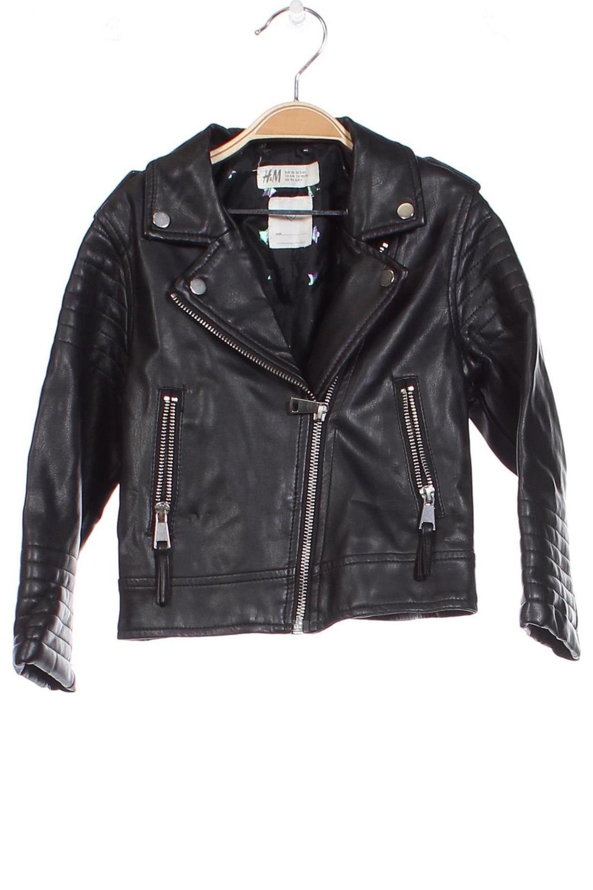 Detská kožená bunda  H&M, Veľkosť 3-4y/ 104-110 cm, Farba Čierna, Cena  12,24 €