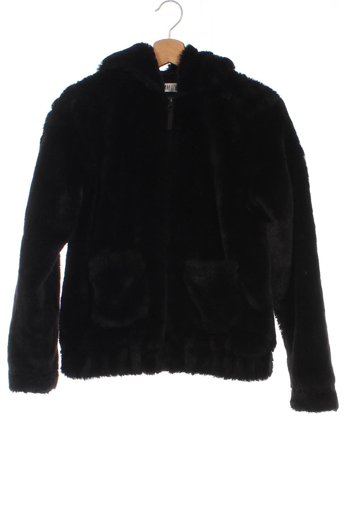 Детско палто H&M, Размер 12-13y/ 158-164 см, Цвят Черен, Цена 22,32 лв.
