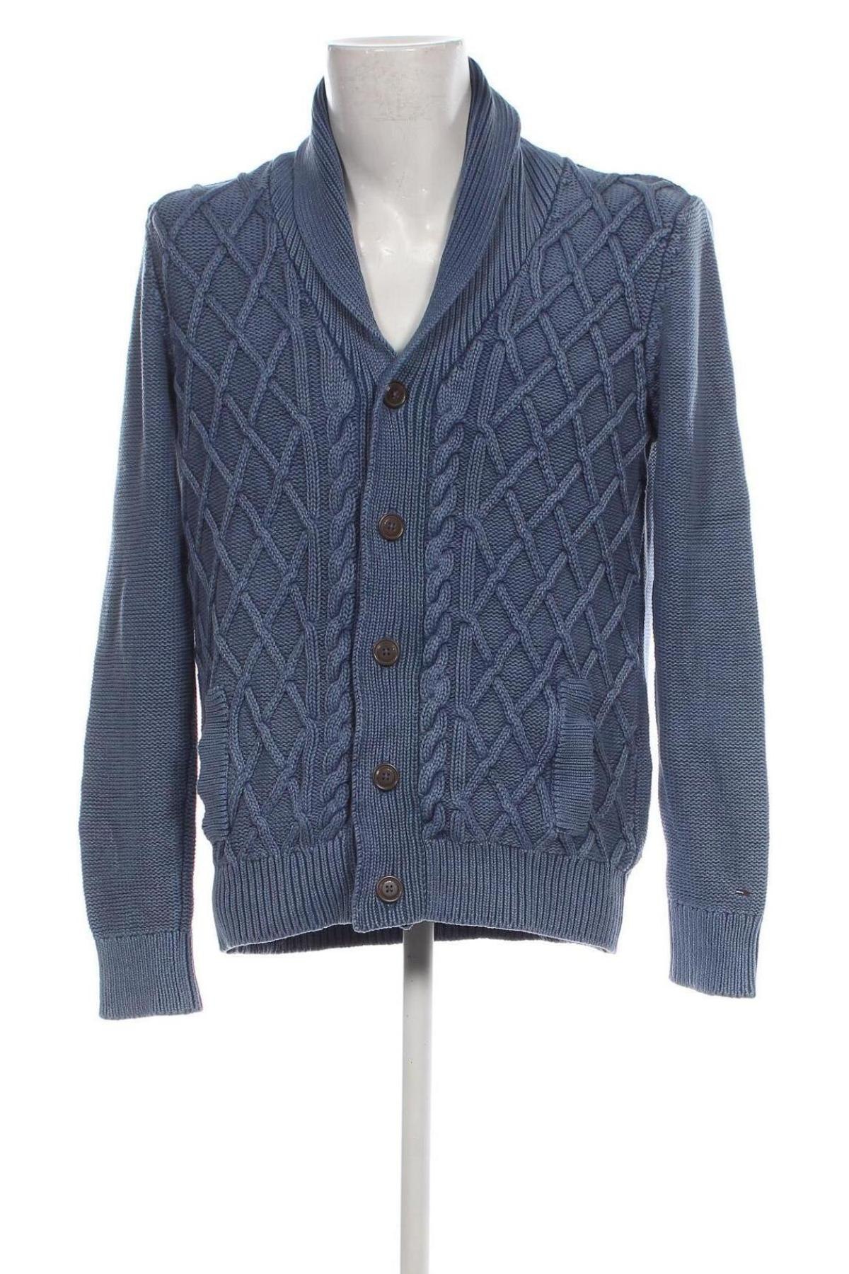 Herren Strickjacke Hilfiger Denim, Größe XL, Farbe Blau, Preis 70,98 €