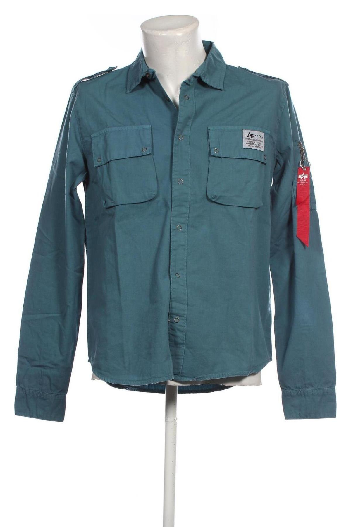Ανδρικό πουκάμισο Alpha Industries, Μέγεθος M, Χρώμα Μπλέ, Τιμή 63,92 €
