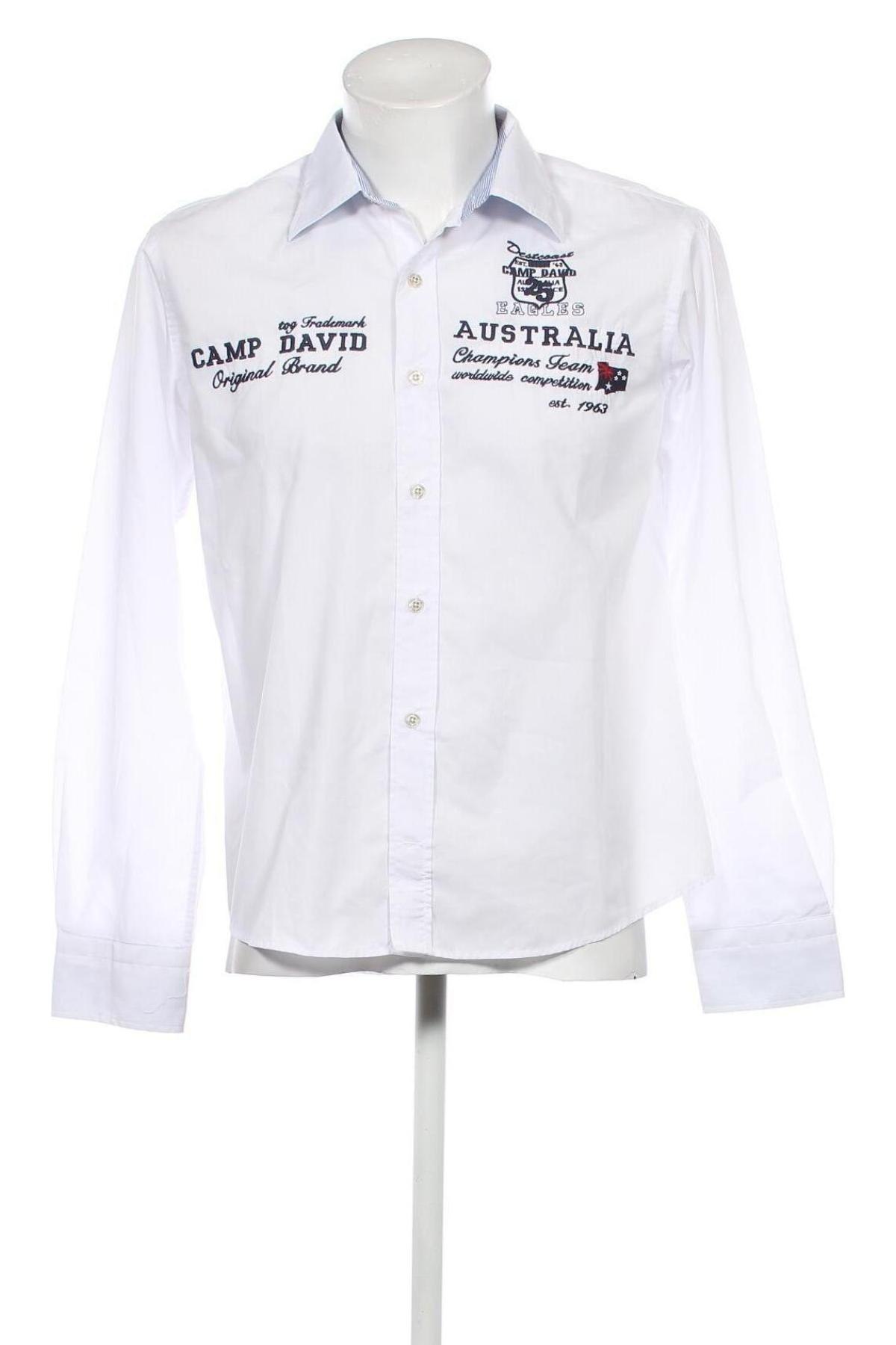 Ανδρικό πουκάμισο Camp David, Μέγεθος L, Χρώμα Λευκό, Τιμή 34,02 €