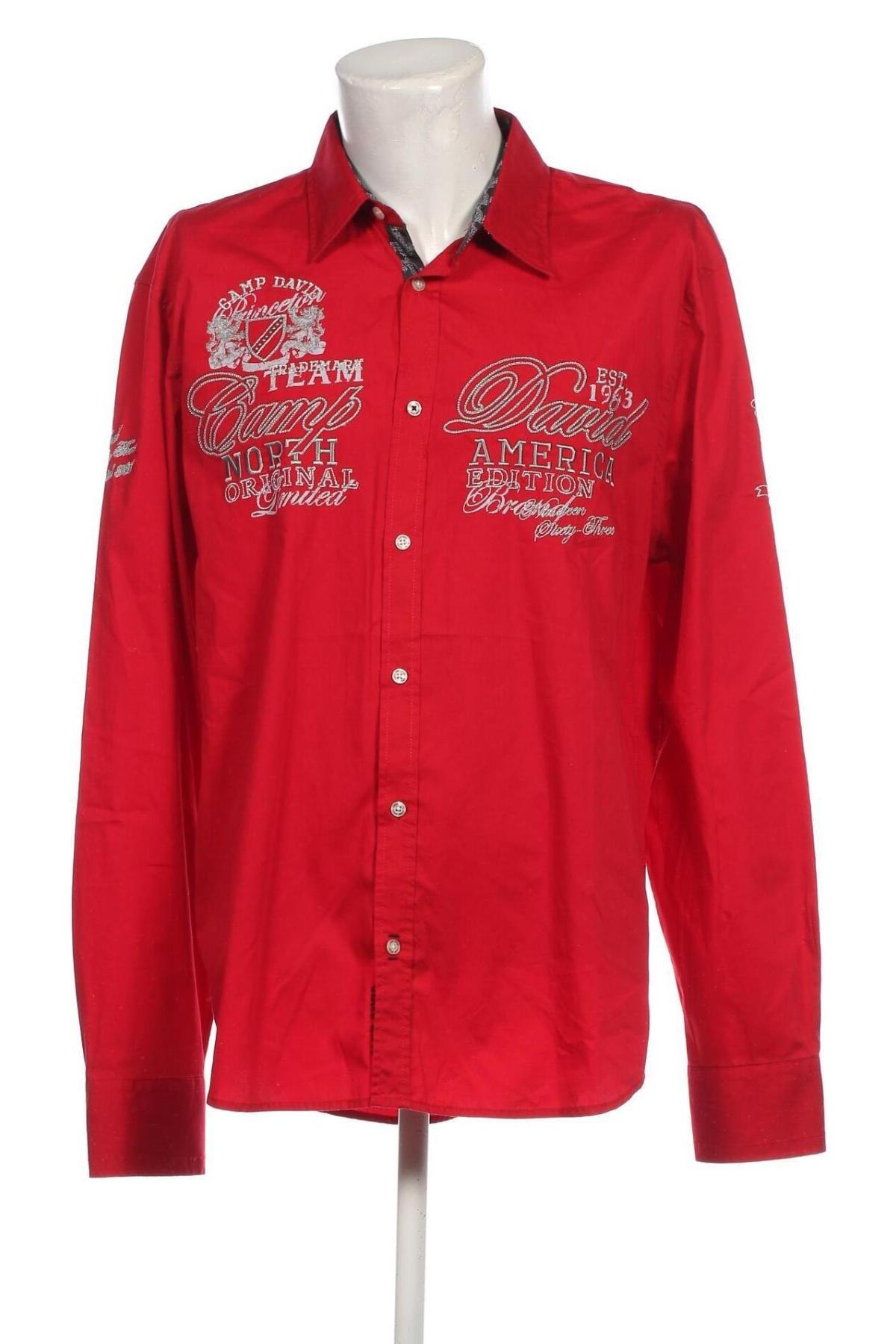 Ανδρικό πουκάμισο Camp David, Μέγεθος XXL, Χρώμα Κόκκινο, Τιμή 19,04 €
