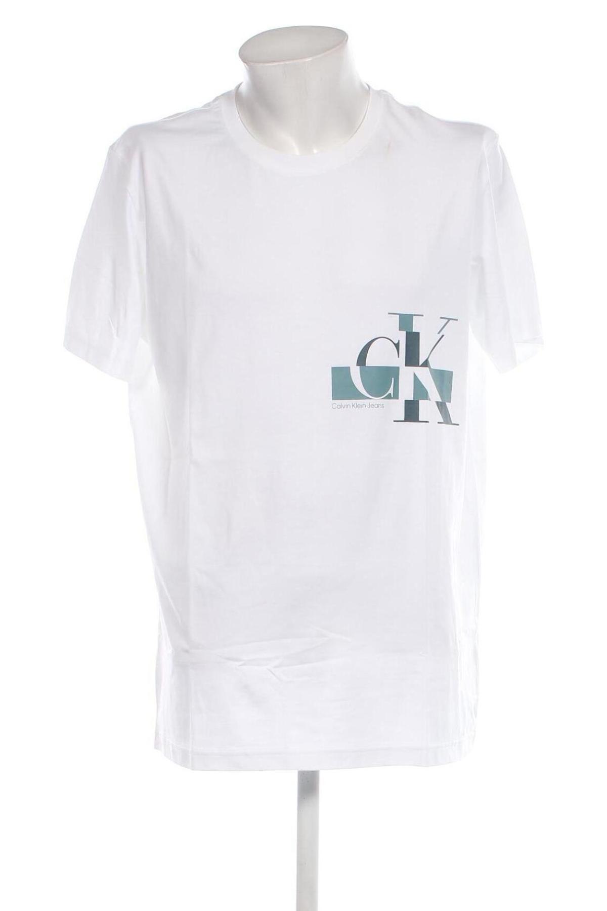 Herren T-Shirt Calvin Klein Jeans, Größe XXL, Farbe Weiß, Preis 39,69 €