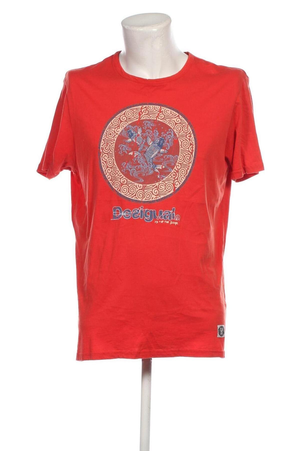 Herren T-Shirt Desigual, Größe XL, Farbe Rot, Preis € 13,00