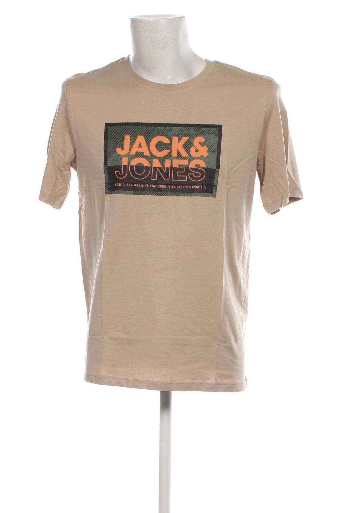 Męski T-shirt Jack & Jones, Rozmiar L, Kolor Beżowy, Cena 111,95 zł