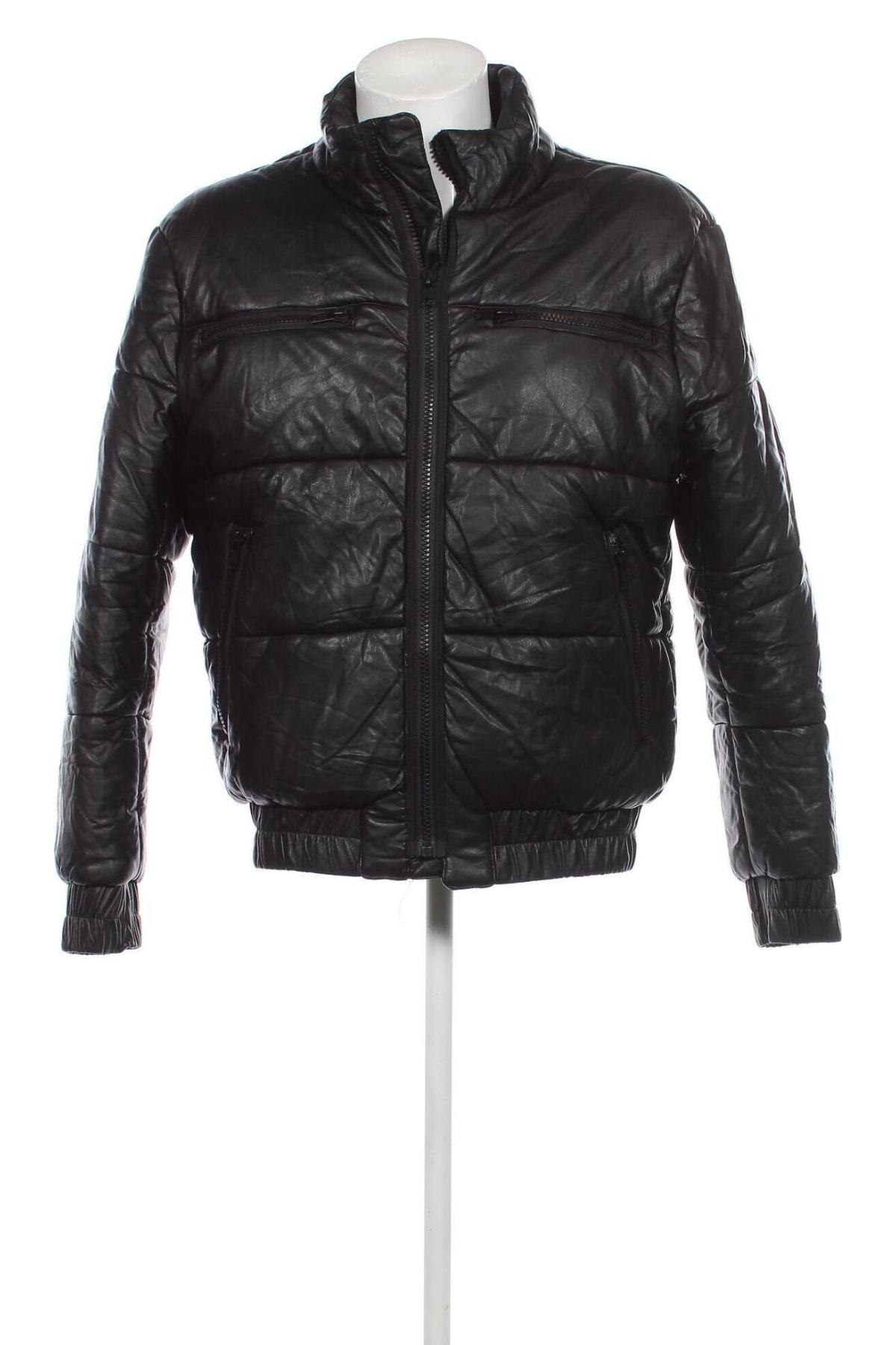 Ανδρικό δερμάτινο μπουφάν, Μέγεθος XL, Χρώμα Μαύρο, Τιμή 27,28 €