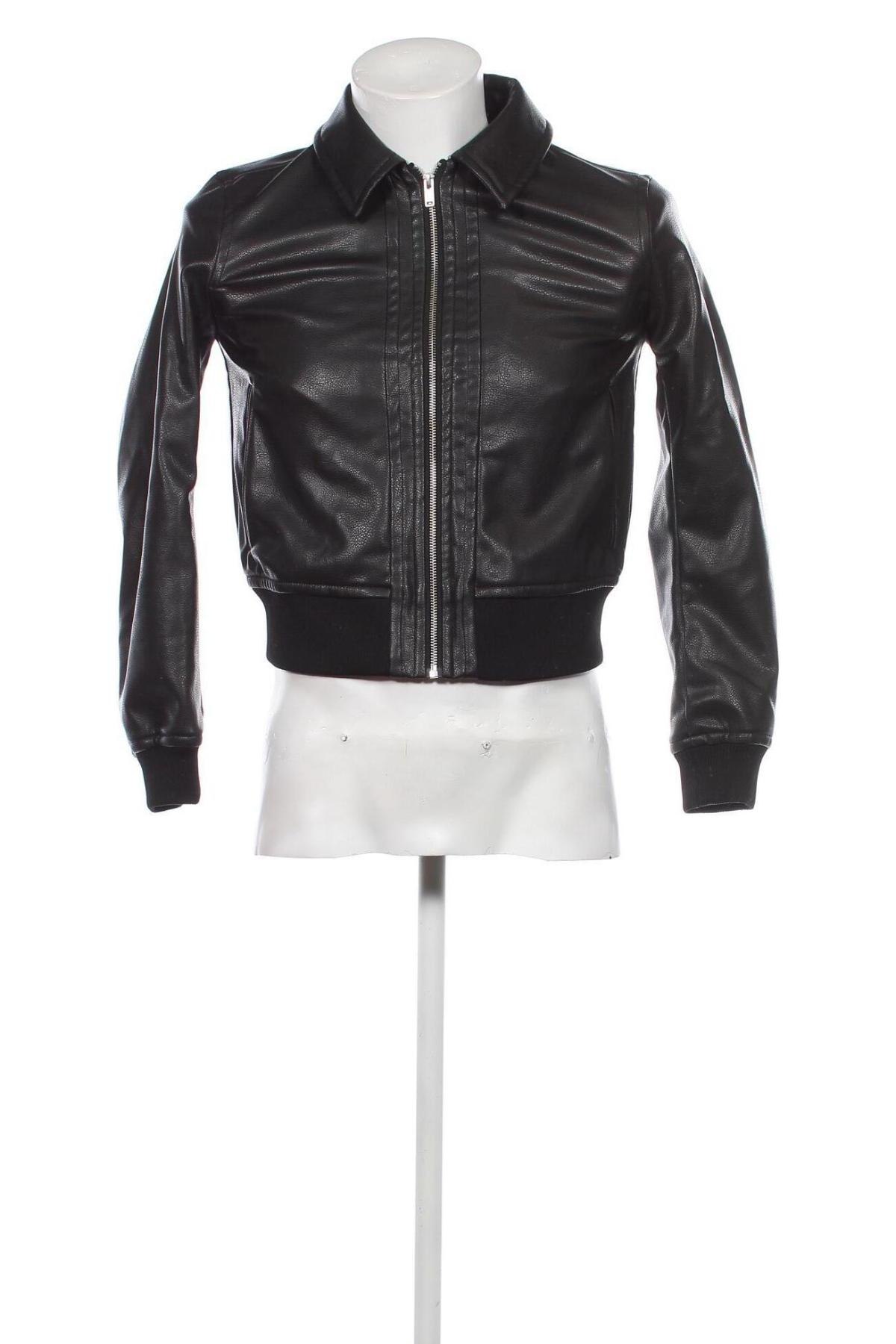 Ανδρικό δερμάτινο μπουφάν H&M, Μέγεθος XS, Χρώμα Μαύρο, Τιμή 13,64 €