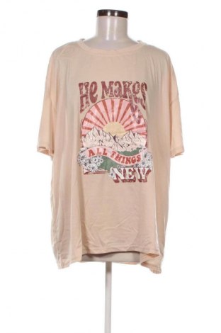 Γυναικείο t-shirt SHEIN, Μέγεθος 3XL, Χρώμα  Μπέζ, Τιμή 10,99 €