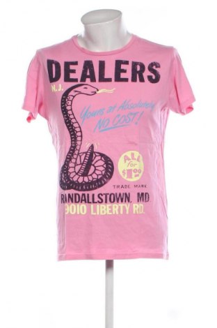 Męski T-shirt Pull&Bear, Rozmiar L, Kolor Różowy, Cena 44,94 zł