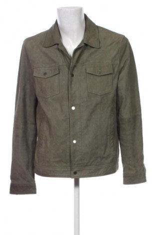 Męska skórzana kurtka Bershka, Rozmiar XL, Kolor Zielony, Cena 458,41 zł