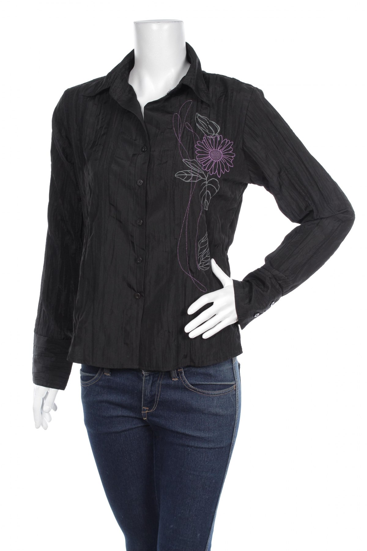 Γυναικείο πουκάμισο X-Mail, Μέγεθος M, Χρώμα Μαύρο, Τιμή 16,70 €