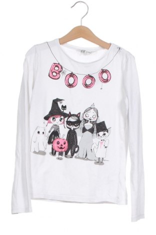 Детска блуза H&M, Размер 8-9y/ 134-140 см, Цвят Бял, 95% памук, 5% еластан, Цена 17,00 лв.