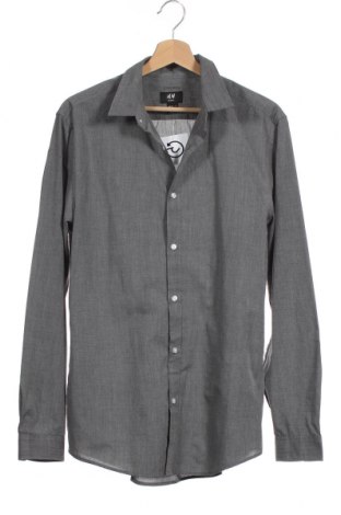 Herrenhemd H&M, Größe M, Farbe Grau, 65% Polyester, 35% Baumwolle, Preis 9,04 €