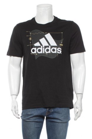 Herren T-Shirt Adidas, Größe M, Farbe Schwarz, Baumwolle, Preis 22,27 €