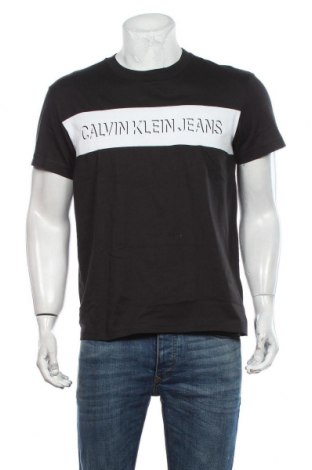 Herren T-Shirt Calvin Klein Jeans, Größe M, Farbe Schwarz, Baumwolle, Preis 38,08 €
