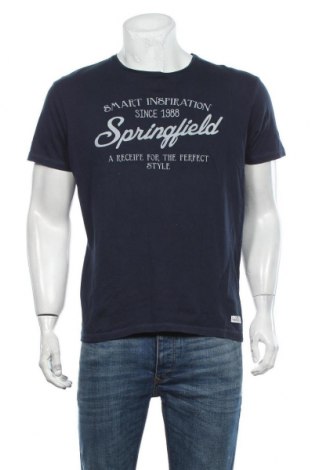 Męski T-shirt Springfield, Rozmiar M, Kolor Niebieski, Bawełna, Cena 76,77 zł