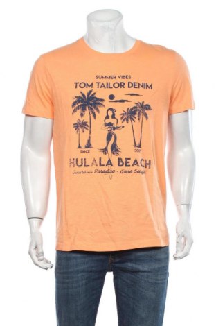 Мъжка тениска Tom Tailor, Размер L, Цвят Оранжев, Памук, Цена 33,58 лв.