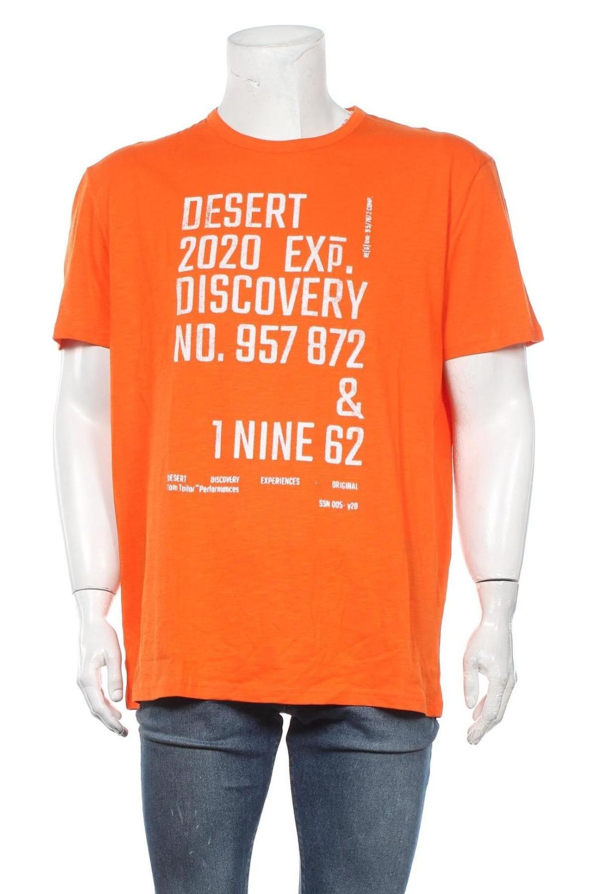 Herren T-Shirt Tom Tailor, Größe XXL, Farbe Orange, Baumwolle, Preis 21,47 €