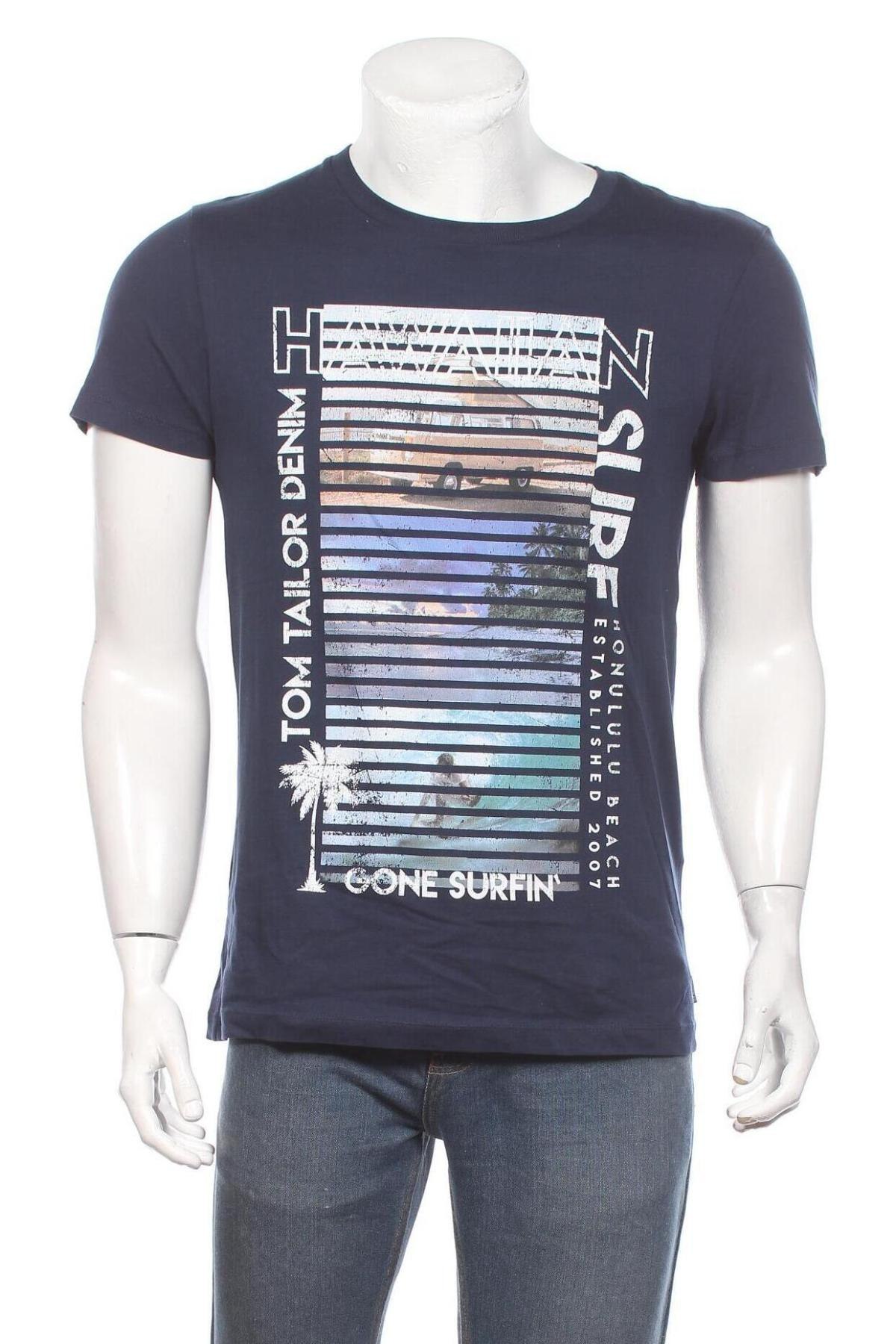 Herren T-Shirt Tom Tailor, Größe M, Farbe Blau, Baumwolle, Preis 21,47 €