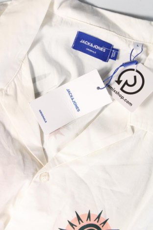 Ανδρικό πουκάμισο Jack & Jones, Μέγεθος L, Χρώμα Εκρού, Τιμή 22,83 €