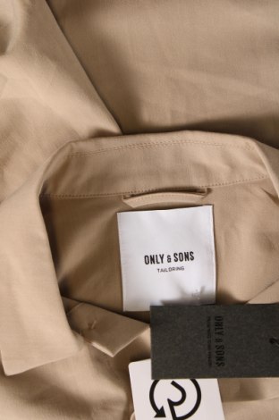 Ανδρικό πουκάμισο Only & Sons, Μέγεθος L, Χρώμα  Μπέζ, Τιμή 10,67 €