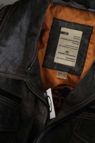 Ανδρικό δερμάτινο μπουφάν Tom Tailor, Μέγεθος M, Χρώμα Γκρί, Τιμή 75,18 €