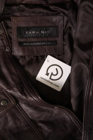Ανδρικό δερμάτινο μπουφάν Zara Man, Μέγεθος XXL, Χρώμα Βιολετί, Τιμή 119,29 €