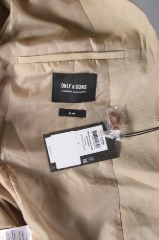 Ανδρικό σακάκι Only & Sons, Μέγεθος L, Χρώμα  Μπέζ, Τιμή 14,43 €