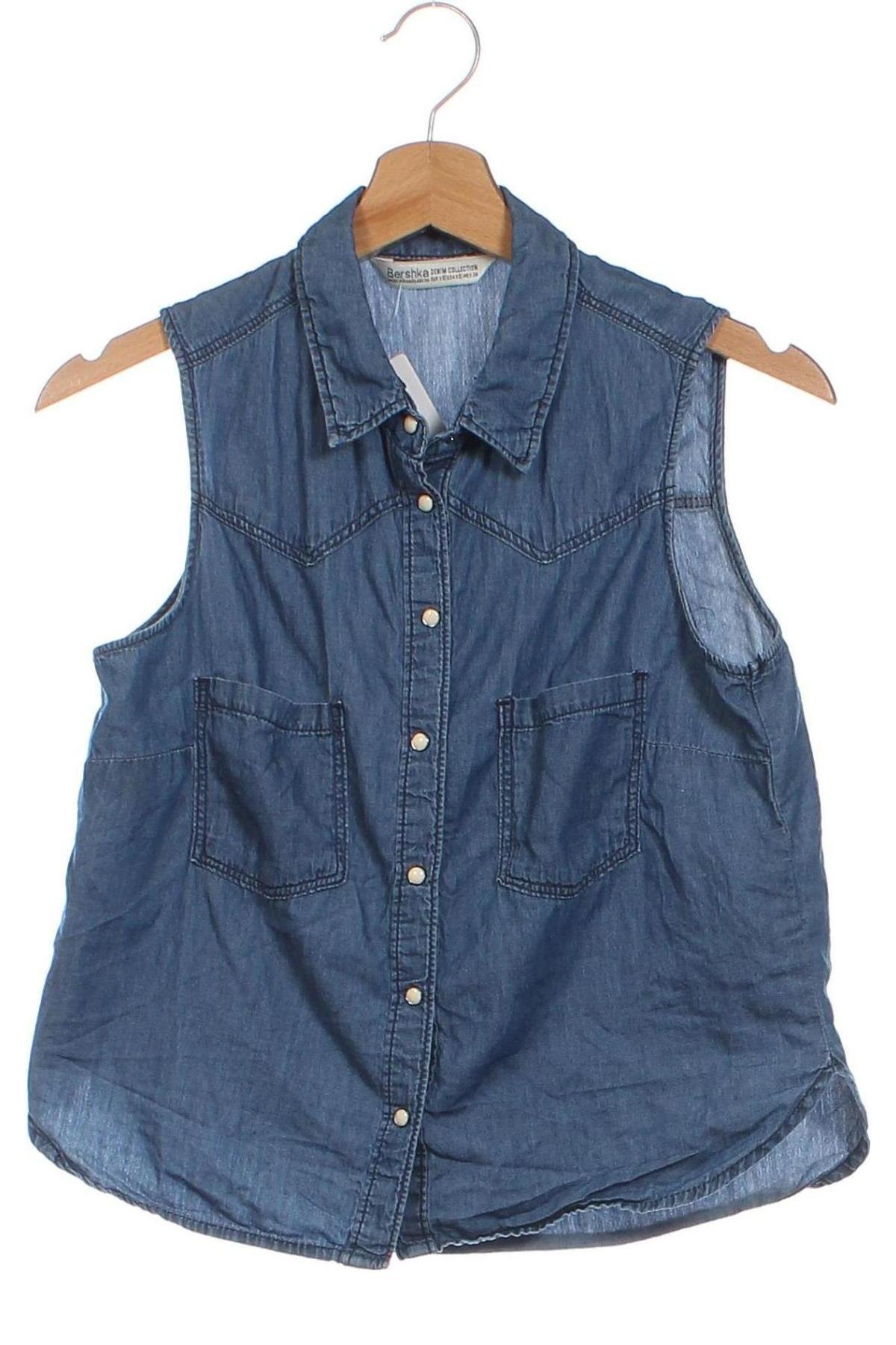 Γυναικείο πουκάμισο Bershka, Μέγεθος XS, Χρώμα Μπλέ, Τιμή 7,29 €