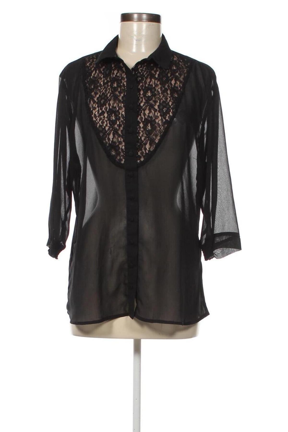 Γυναικείο πουκάμισο Depot 96, Μέγεθος L, Χρώμα Μαύρο, Τιμή 7,89 €