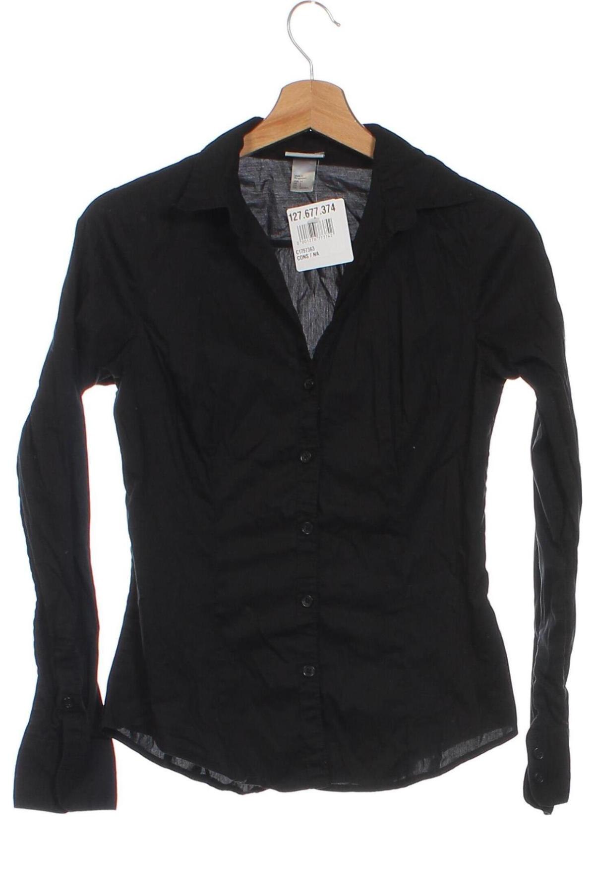 Дамска риза H&M, Размер XS, Цвят Черен, Цена 14,25 лв.