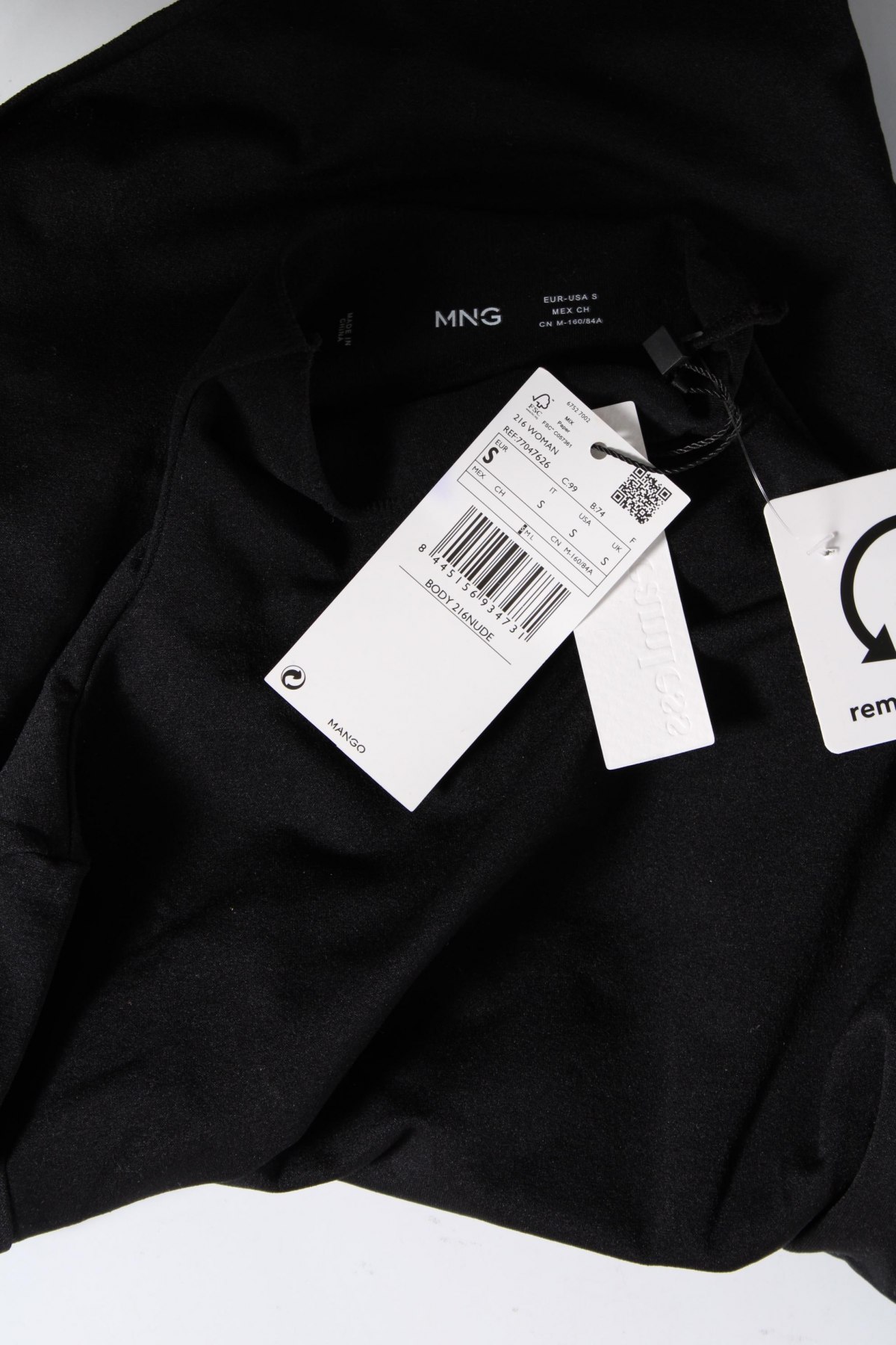 Дамска риза-боди Mango, Размер S, Цвят Черен, Цена 27,90 лв.