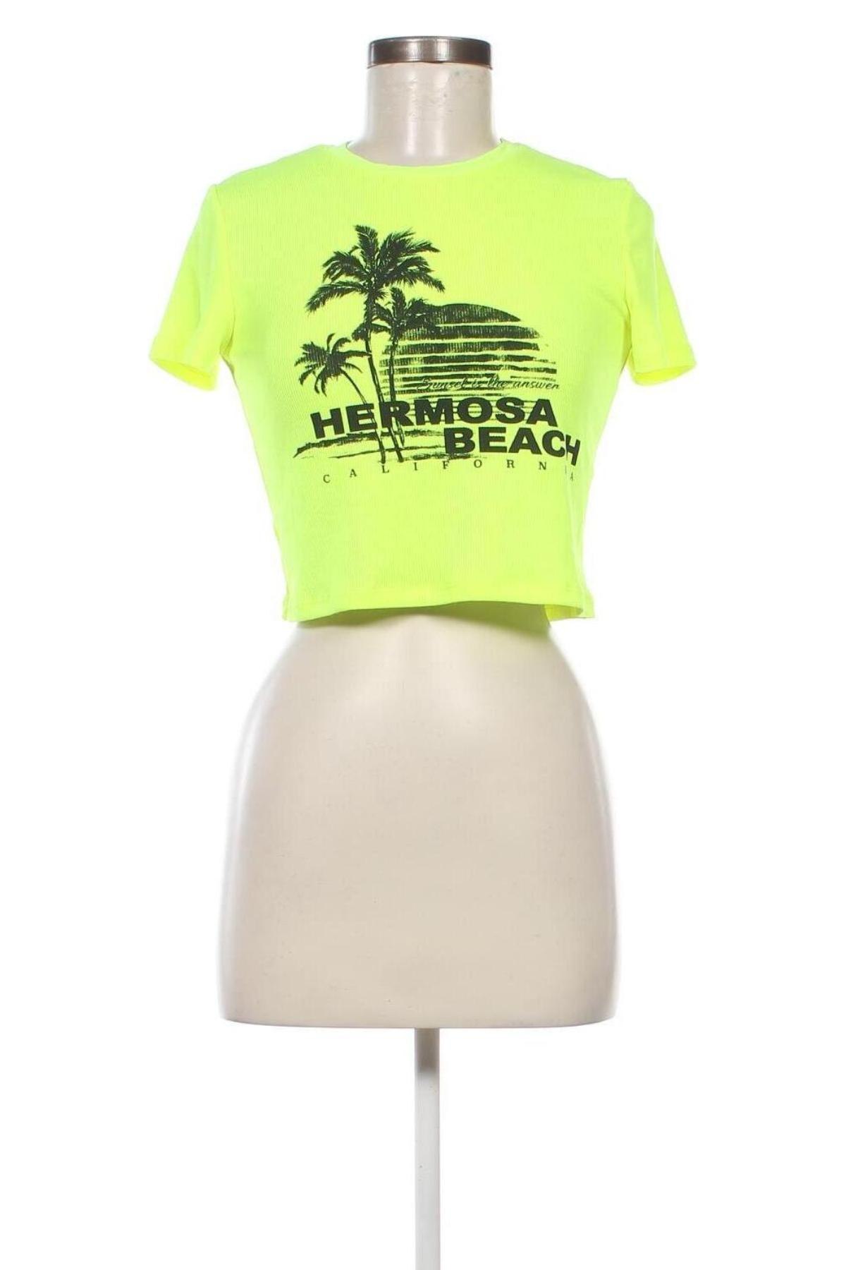 Damen T-Shirt Bershka, Größe L, Farbe Grün, Preis 8,60 €