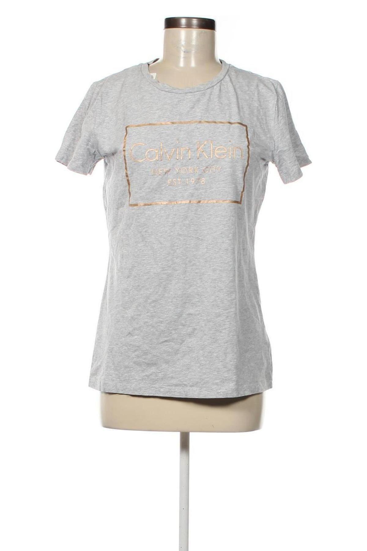 Γυναικείο t-shirt Calvin Klein, Μέγεθος L, Χρώμα Γκρί, Τιμή 19,98 €