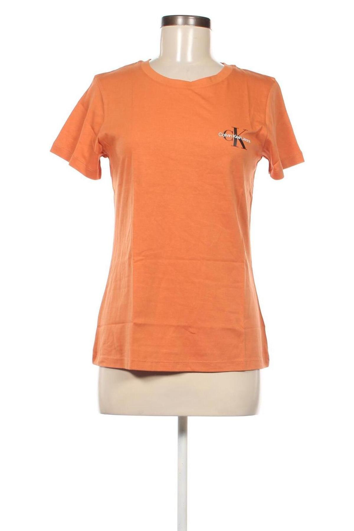 Damen T-Shirt Calvin Klein Jeans, Größe M, Farbe Orange, Preis 35,72 €