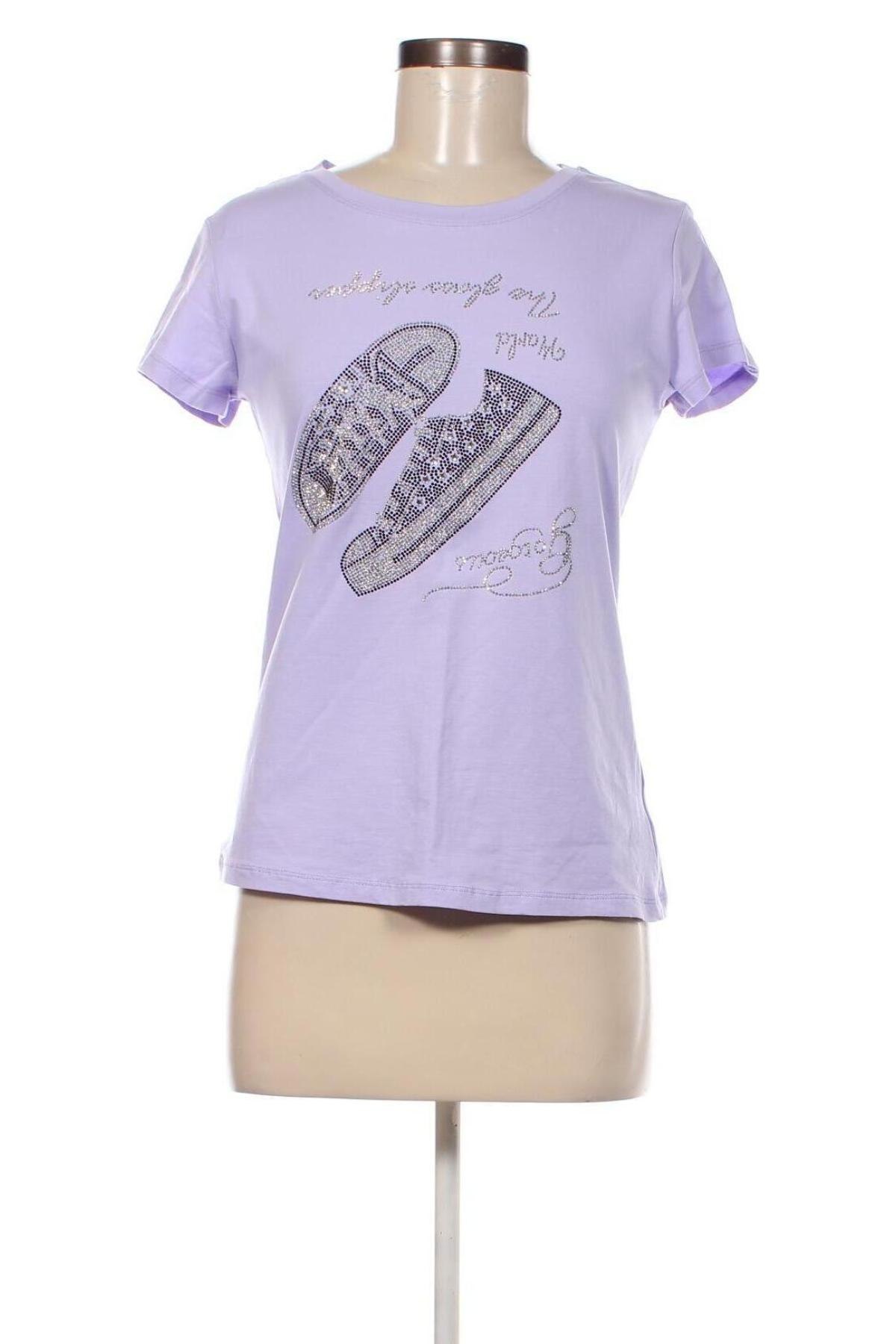 Γυναικείο t-shirt Cosmoda, Μέγεθος L, Χρώμα Βιολετί, Τιμή 12,63 €