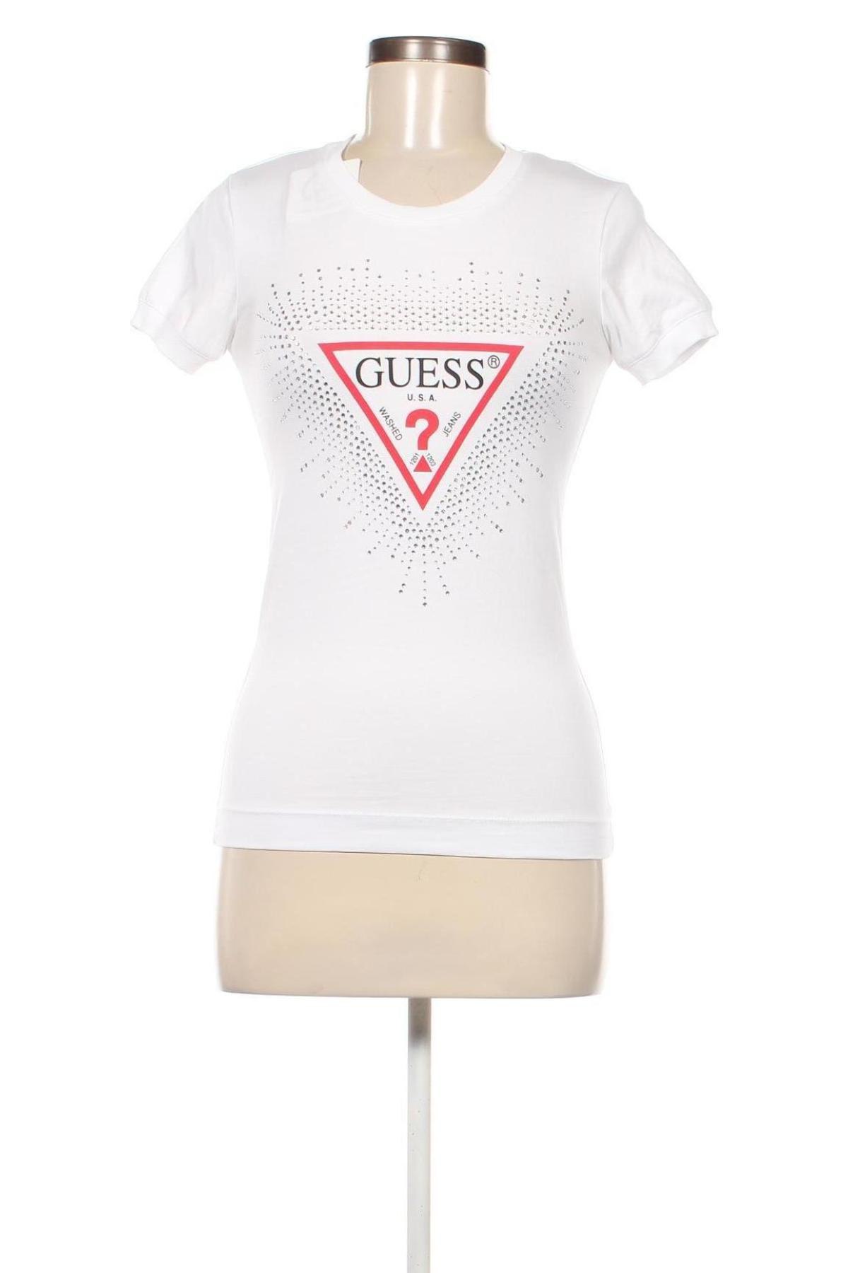 Γυναικείο t-shirt Guess, Μέγεθος XS, Χρώμα Λευκό, Τιμή 24,12 €