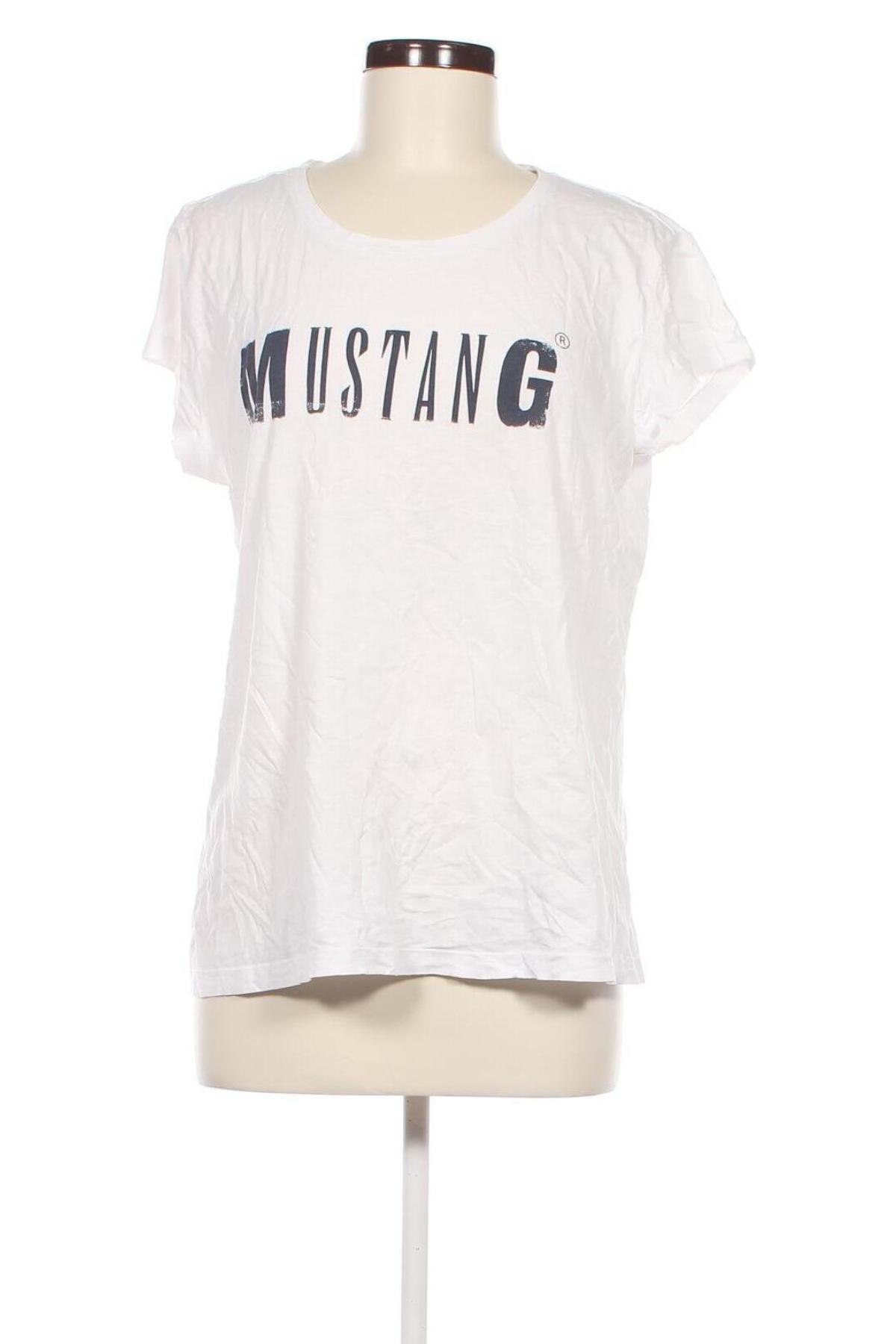 Damski T-shirt Mustang, Rozmiar L, Kolor Biały, Cena 51,18 zł