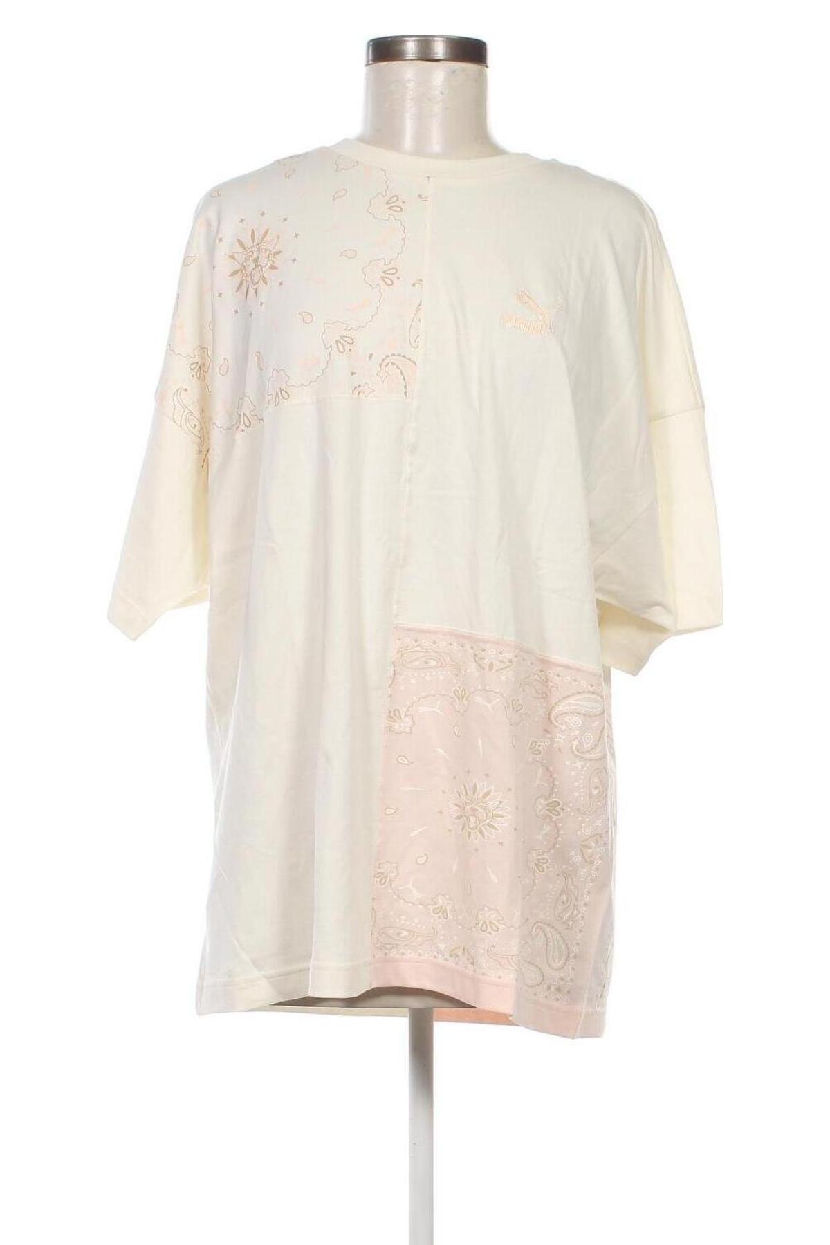 Γυναικείο t-shirt PUMA, Μέγεθος L, Χρώμα Εκρού, Τιμή 31,96 €