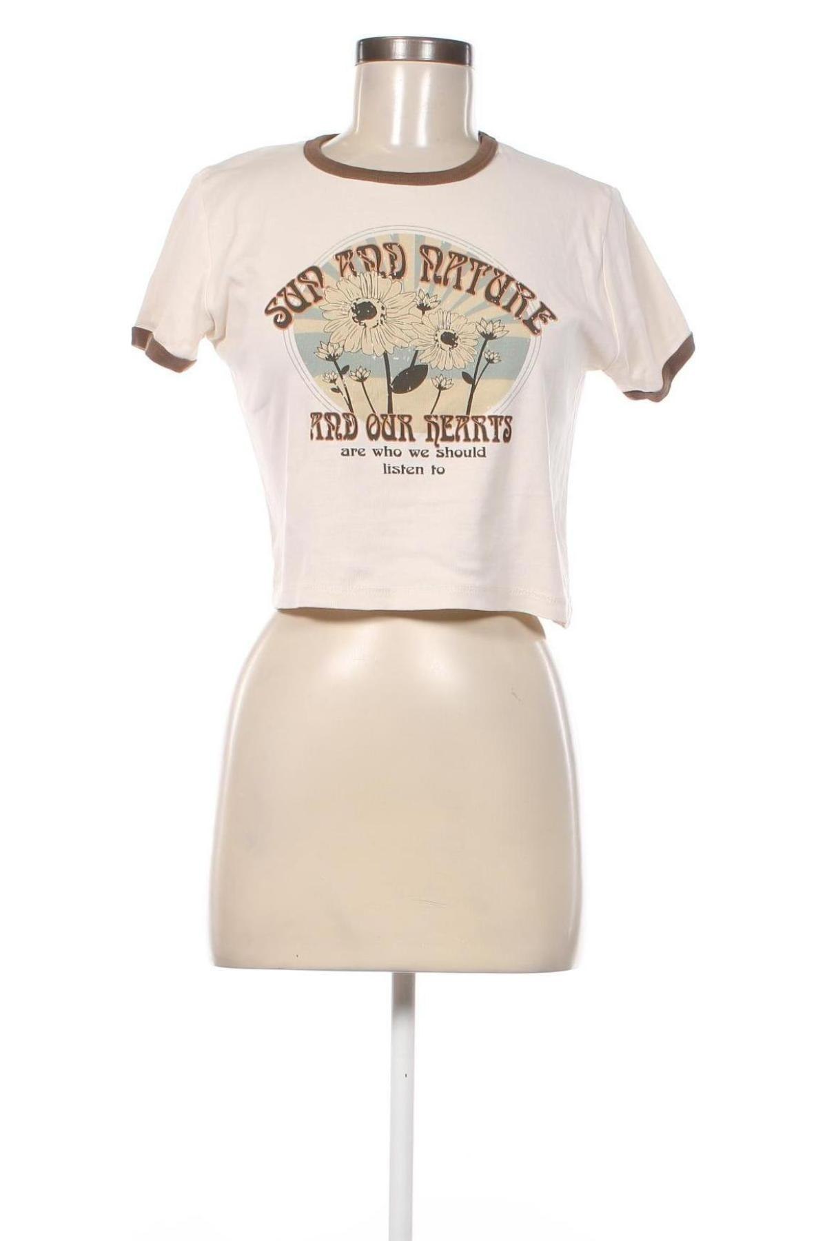 Damen T-Shirt Pull&Bear, Größe XL, Farbe Beige, Preis 6,62 €