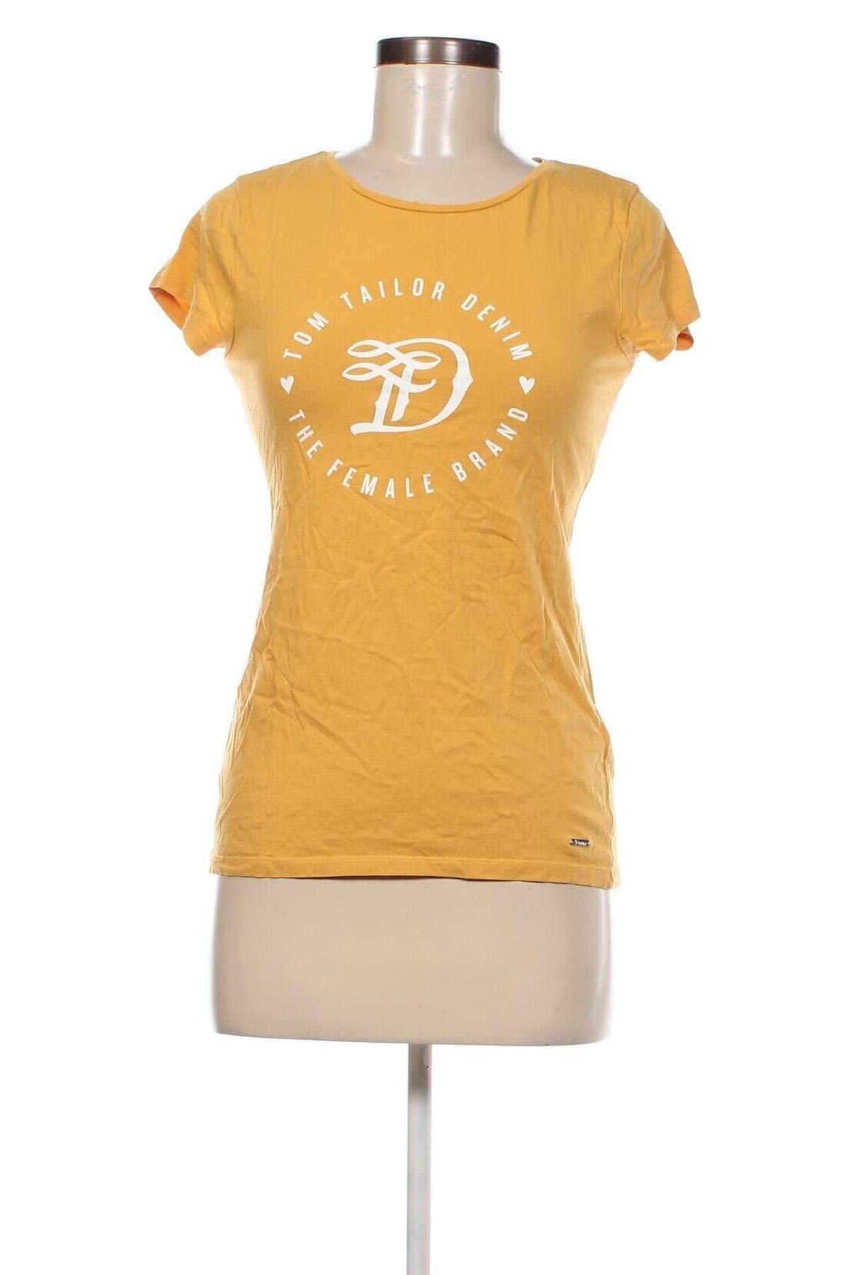 Γυναικείο t-shirt Tom Tailor, Μέγεθος XS, Χρώμα Κίτρινο, Τιμή 5,45 €